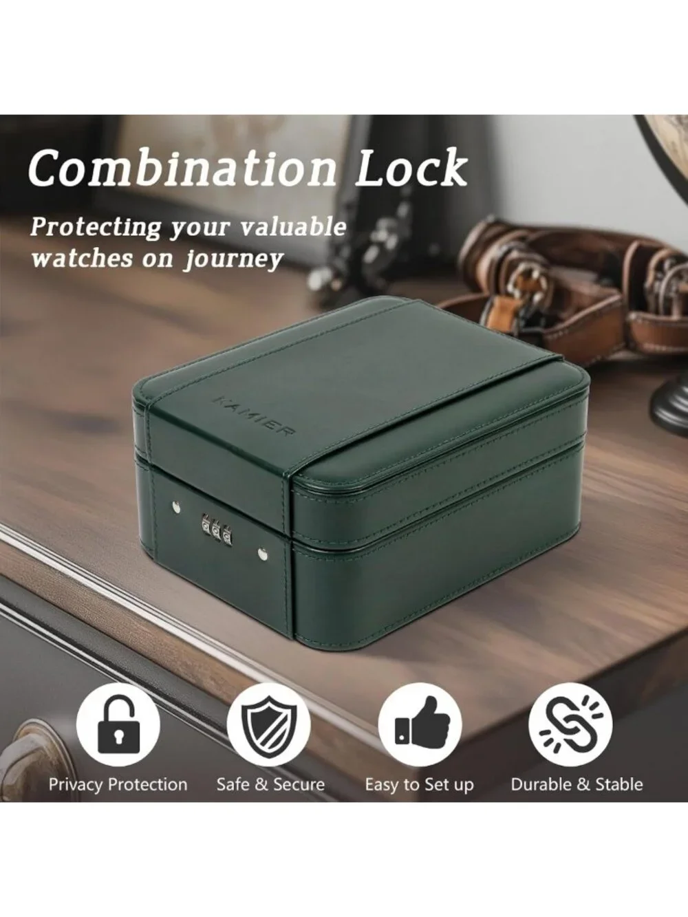4 Slot Watch Case with Lock - Jewelry Organizer & Travel Storage for Watches